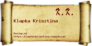 Klapka Krisztina névjegykártya